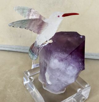 Quartz Crystal And Fluorite Hummingbird 4 3/4 " - Peter Muller