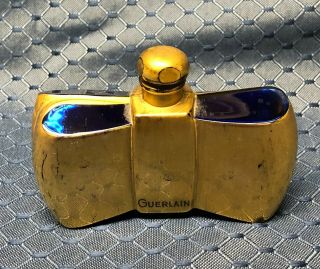 Rare Vintage Guerlain France Coque D’or Perfume Bottle Cobalt Blue Gold