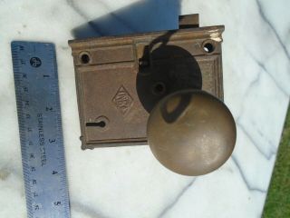 1862 Civil War Antique Vintage Door Lock Brass Handle No Key [skeleton Key