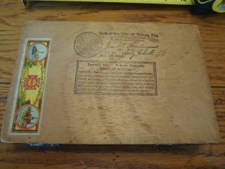 Rare Vintage Antique Havana Wood Cigar Box With Us Stamp Tampa Florida