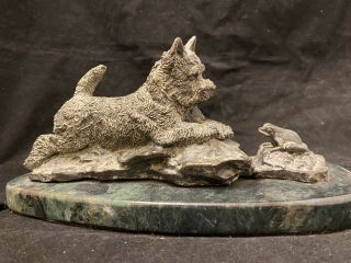 Norwich Terrier & Frog Ltd Ed Bronze 6/50 By Christine Baldwin