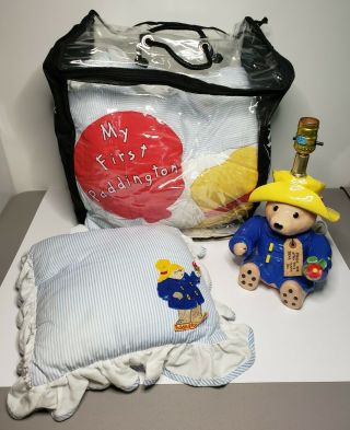 Vintage 1991 Paddington Bear Quilt Lamp & Pillow Bed Set By Nojo My First Paddin