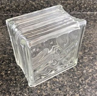 One Vintage Reclaimed Architectural Cubed Glass Block 5 3/4 " X 5 3/4 " Wavy