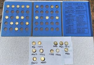 Roosevelt 90 Silver Dimes – 1946 To 1962d Vintage Blue Whitman Book – 71 Coins