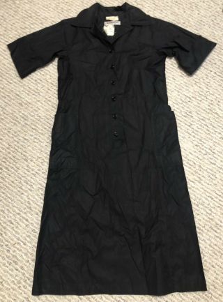 Yves Saint Laurent Rive Gauche Vintage Shift Dress Collared Button Up Black 38