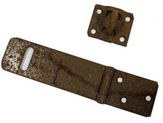 Vintage Rustic Rusty Hinged Padlock Hasp Latch Lock Gate Door Hinge 6 1/2 "