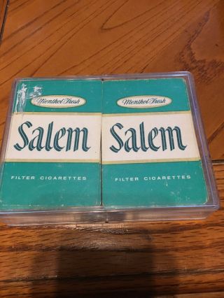 Vintage 2 Decks Cigarette Playing Cards Salem Menthol Fresh Open In Plastic Case
