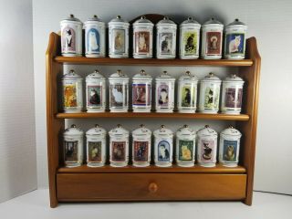 Rare1995 Complete Set Lenox Ivory Cats Of Distinction Spice Rack W/jars,  Mib/coa