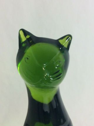 Scarce Vintage VIKING Glass Avocado Green 1322 Epic Line Cat Figurine American 2