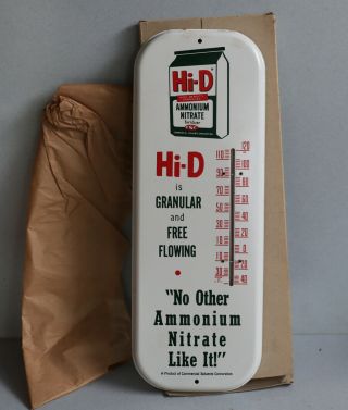 Vintage Hi - D Thermometer Farm Feed Sign Nos