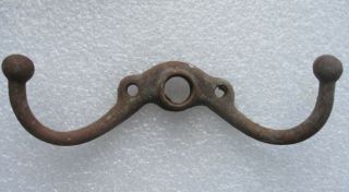 Unusual Antique Double Cast Iron Coat Hat Wall Hook More Avail.  6 " X 1 1/4 " High