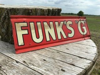 Funks G Hybrid 2 Sided Vintage Metal Advertising Sign,  Rustic Seed Corn Sign J,