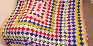 Vintage ‘hand - Stitched’ Cotton Quilt Top Unfinished - 93” X 93 "