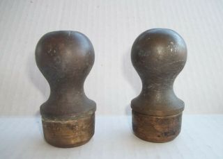 Antique Brass Saloon Bar Foot Rail Ball End Caps For 1 1/2 " Inside Diameter Pipe