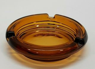Vtg Amber Glass Ashtray 4 " Across