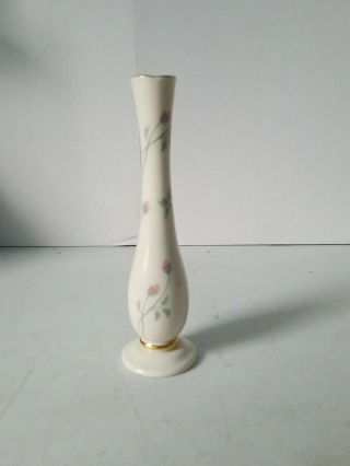 Lenox China 7.  5 " Rose Manor Bud Vase Hand Decorated W/ 24k Gold