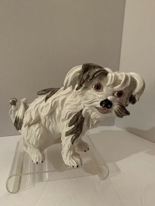 Vintage Black And White Large Ceramic Shih Tzu Dog Figurine