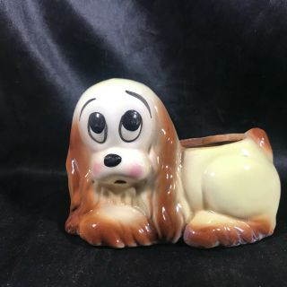 Vintage Ceramic Puppy Dog Planter Cocker Spaniel