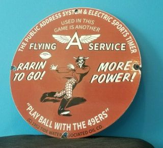 Vintage Flying A Gasoline Porcelain Gas Football Service Station Pump Plate Sign
