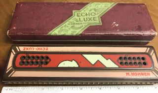 Vintage German 8” Hohner Echo - Luxe Harmonica W/box