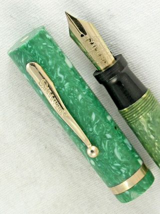Vintage Huge 1920s Jade Green Sheaffers Lifetime Flat Top Oversize Fountain Pen