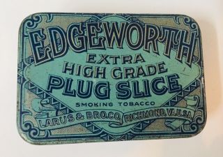Vintage Edgeworth Extra Plug Slice Pipe Tobacco Tin Larus & Bro.  Co.