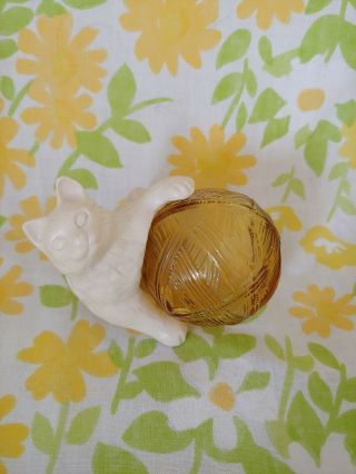 Kitten Petite Moonwind Perfume By Avon Glass Yarn Cat Vintage 1.  5 Collectable