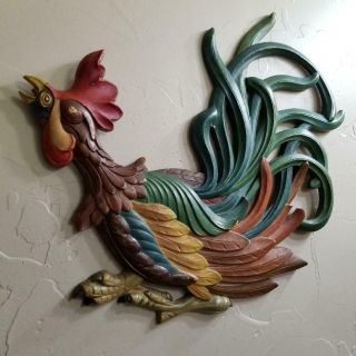 Vintage Syroco Wood Rooster Wall Decor_made In Usa