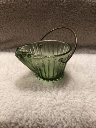 Miniature Coal Bucket Ash Tray Green Glass