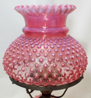 Vintage FENTON Cranberry White Opalescent HOBNAIL Electric Art Glass LAMP - 2