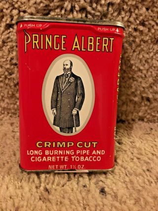 Vintage Collectible Prince Albert Crimp Cut Pipe And Cigarette Tobacco Empty Tin