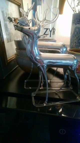 2 Vintage Blown Mercury Glass Reindeer Figures Made In Germany