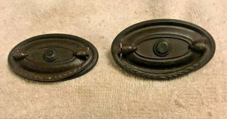 2 Antique Metal Duncan Phyfe Style Drawer Pulls Handles 2 3/8 " Wide