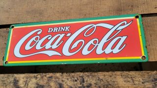 Old Vintage Coca - Cola Porcelain Advertise Wood Door Gas Station Metal Sign Coke
