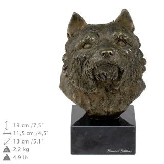 Norwich Terrier,  Dog Bust Marble Statue,  Artdog Limited Edition,  Usa