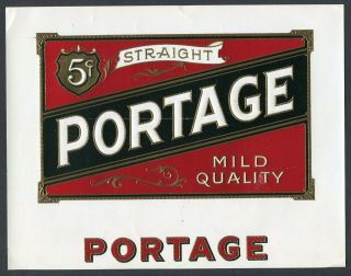 Old Portage Cigar Label - Gold Trim,  Five Cent Variety