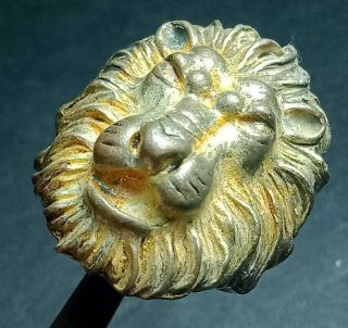 UNUSUAL ANCIENT ROMAN BRONZE RING LION HEAD RING RARE ARTIFACT AUTHENTIC 2