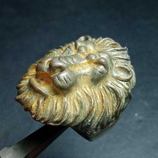 UNUSUAL ANCIENT ROMAN BRONZE RING LION HEAD RING RARE ARTIFACT AUTHENTIC 3