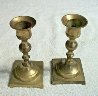Vintage Brass Candlestick Holders - 5 " Tall - Made In India