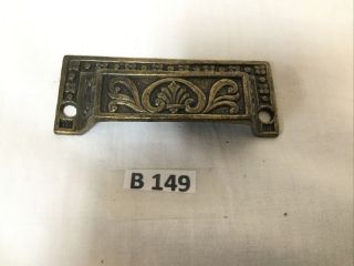 Antique Cast Iron But Brass Over Bin Drawer Pull Eastlake Style