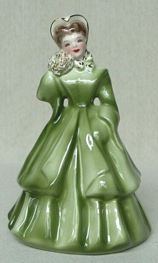 Vintage Florence Ceramics Figurine " Irene " Green Dress Euc