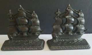 Vintage Iron Sides,  Uss Constitution Ship/sailing Boat Cast Iron Bookends