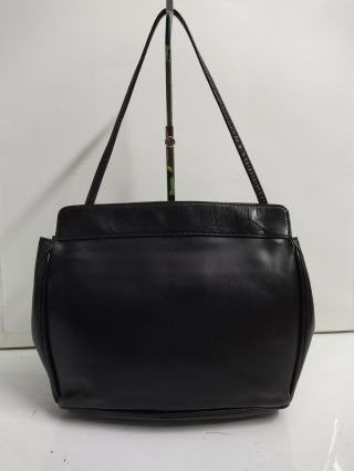 Salvatore Ferragamo Vintage Black Leather Small Shoulder Bag Purse Made In Italy