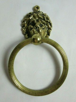 Vintage Solid Brass Lion Head Towel Ring Wall Hang Mounted Decor Bathroom