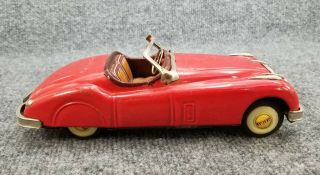 Vintage Bandai Tn Litho Jaguar 9 1/2 " Long Xk120/140/150 Roadster Red Japan