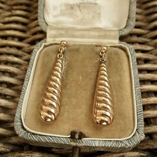 Lovely Vintage 9ct Yellow Gold Drop Earrings 2.  7gm