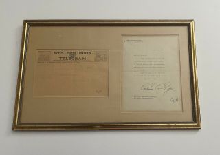 Calvin Coolidge 1923 Typed Letter Signed As President - To Congressman - Framed