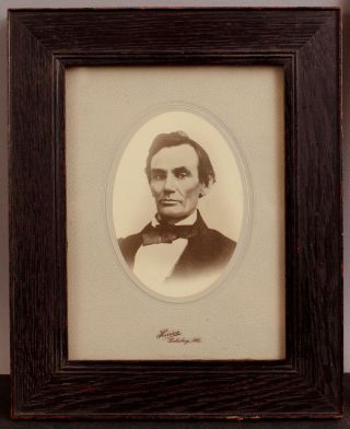 1896 Antique Thomas Harrison Cabinet Card Photograph,  Beardless Abraham Lincoln
