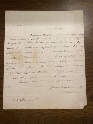 President Martin Van Buren 1825 Autograph Letter Signed As Us Senator