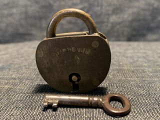 1920’s Miniature Lion Brass Padlock With Key